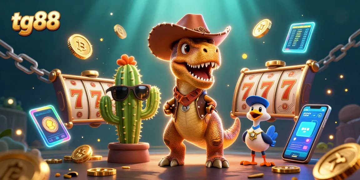 Catch winning jackpots at tg88 with interactive 3D casino characters in a vibrant scene.