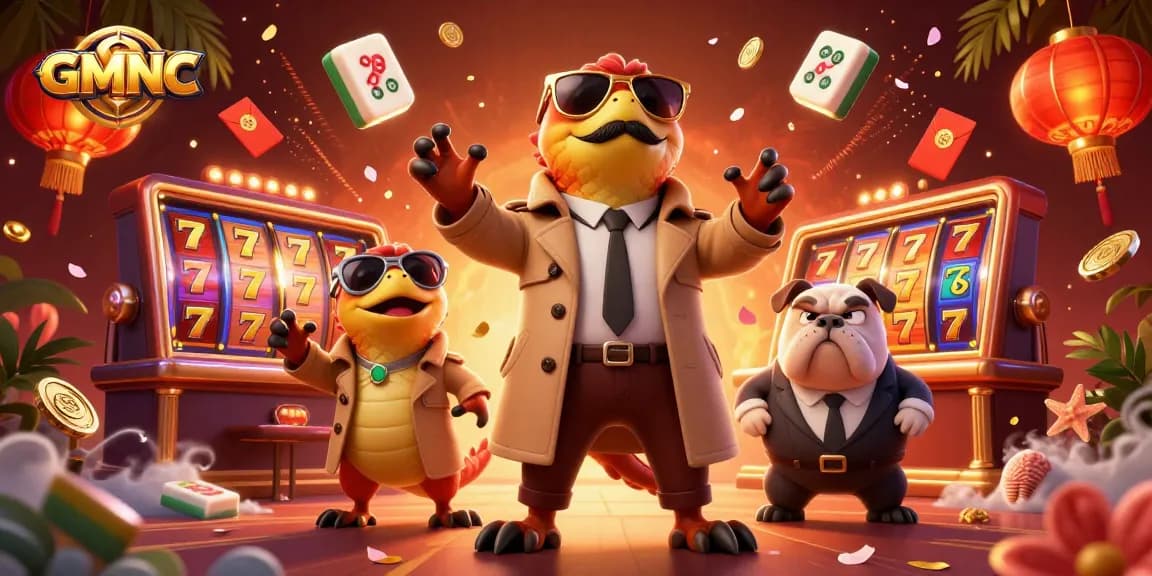 Experience the excitement at GMNC with raptors in a trench coat entering a VIP casino lounge.
