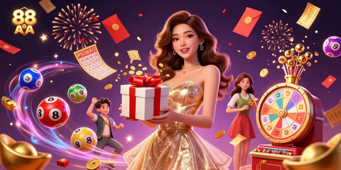 Experience the excitement of 88 AA with a stunning illustration of a casino-themed celebration, showcasing winnings.