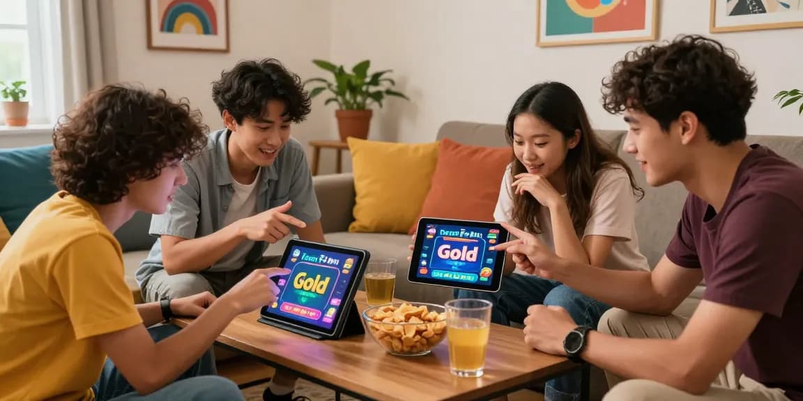 Get started with Teen Patti Gold in a lively game night scene, young adults engaged in fun.