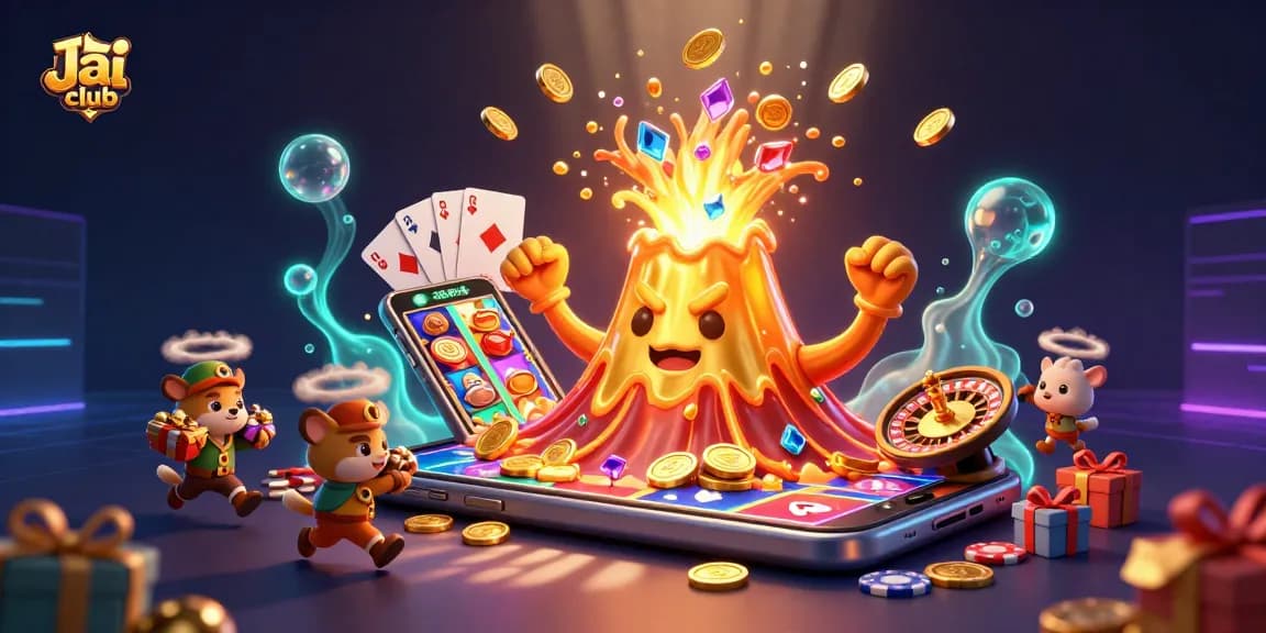 Spin thrilling slots with Jai club's stunning 3D treasure volcano erupting coins and gems!