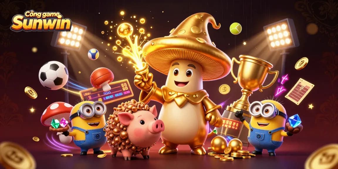 Experience the thrill of Cổng game Sunwin with lively characters and dynamic casino elements.