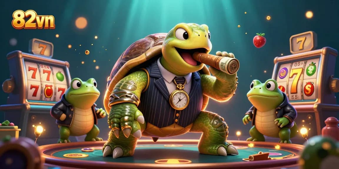 Engage with thrilling slots at 82vn, featuring animated characters and vibrant casino elements.
