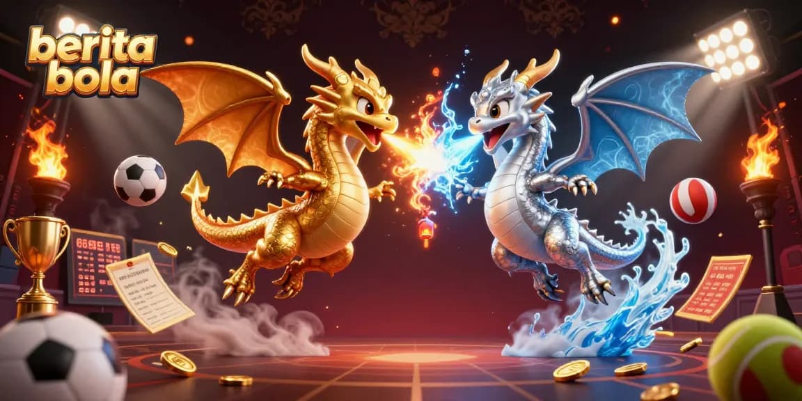 Experience thrilling berita bola action with vibrant 3D dragons and dynamic sports elements in an energetic casino scene.