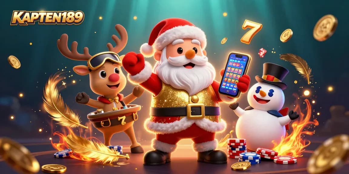 KAPTEN189 menampilkan Santa Claus kartun 3D di kasino dengan slot jackpot dan teman-teman kreatifnya.