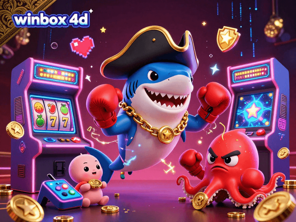 Experience the excitement of winbox 4d with dynamic cartoon characters and vibrant gaming elements.