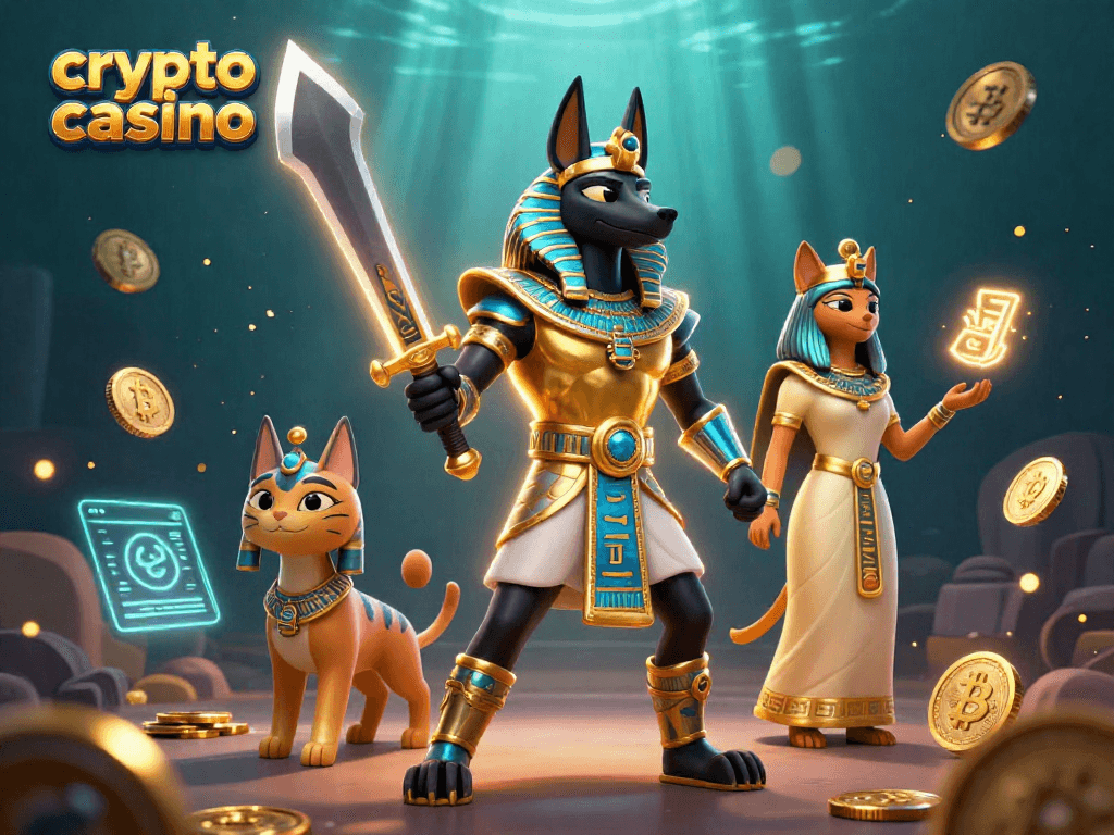 Experience exciting gameplay at this vibrant crypto casino with ancient Egyptian themes and dynamic elements.