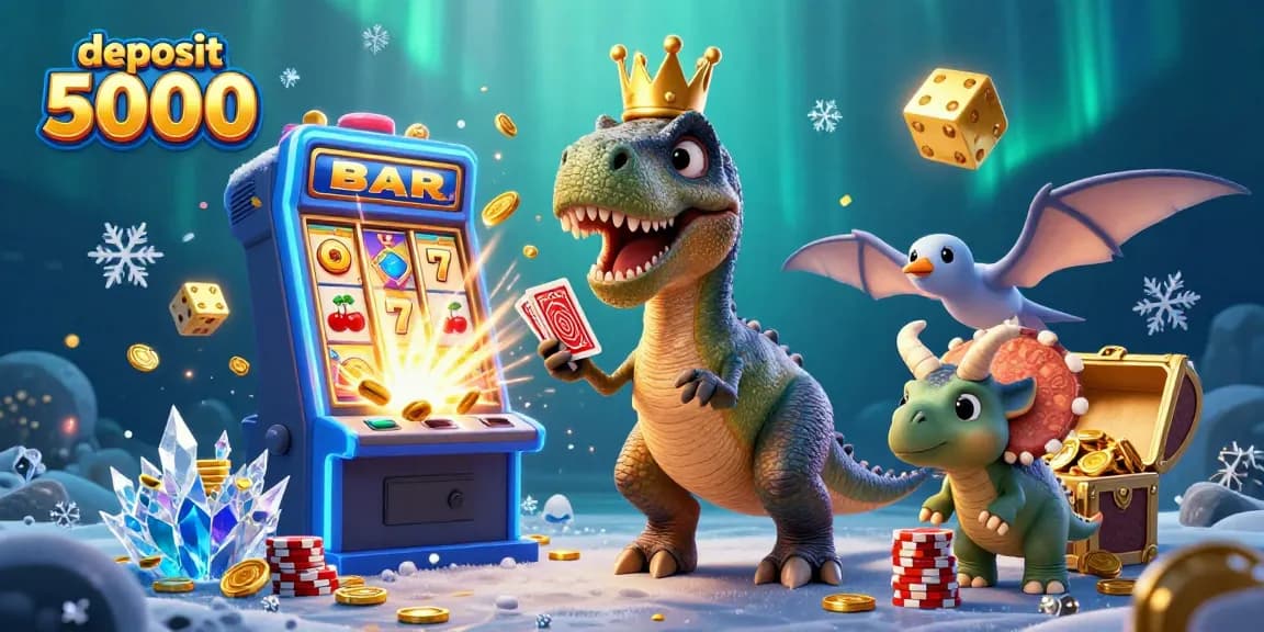Experience winning excitement with deposit 5000 in this vibrant casino scene full of animations.