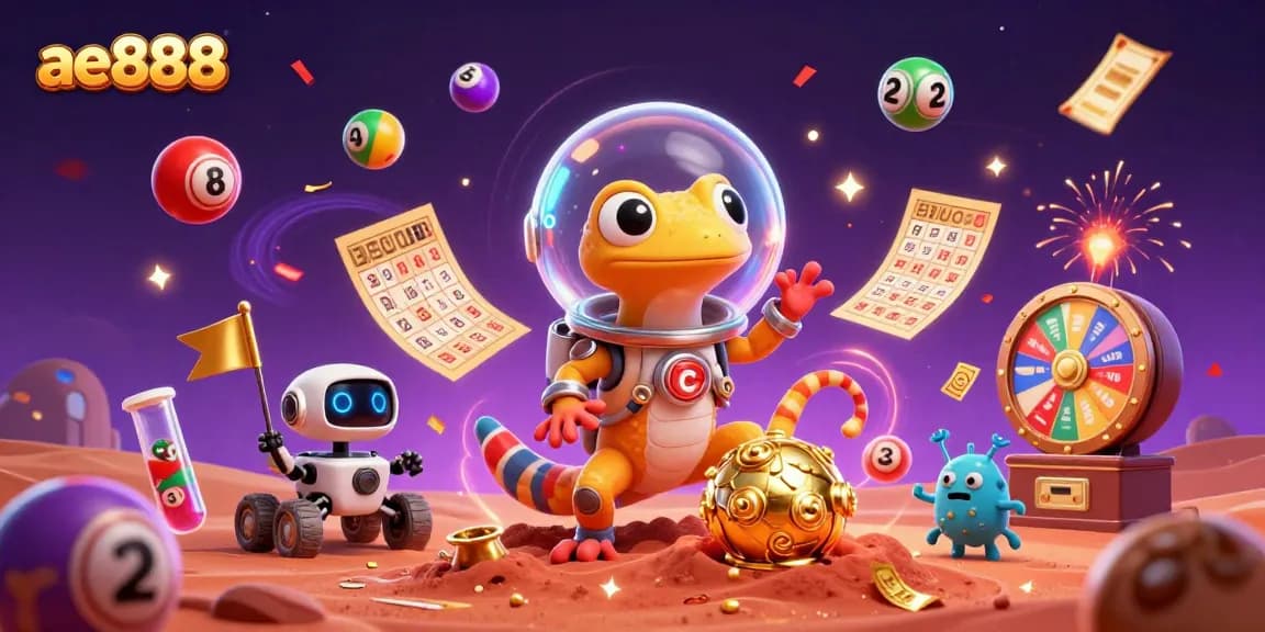 Experience exciting games with ae888 in a vibrant casino scene featuring Martian and alien delights.