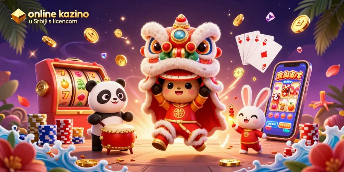 Cascade of golden coins and vibrant game elements surrounding an exciting scene of online kazino u Srbiji s licencom action.