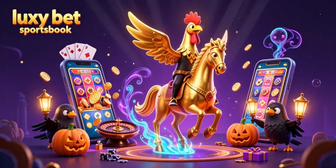 Experience winning action at luxy bet sportsbook with vibrant casino elements and golden characters.