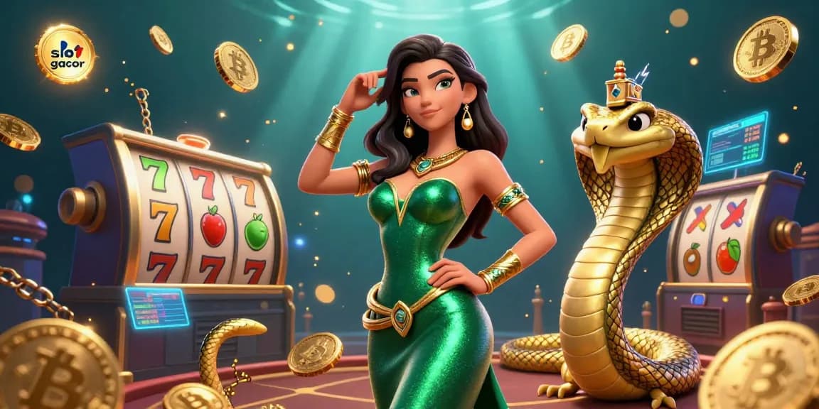 Engage with the latest slot gacor trends featuring a stunning character in a vibrant casino setting.