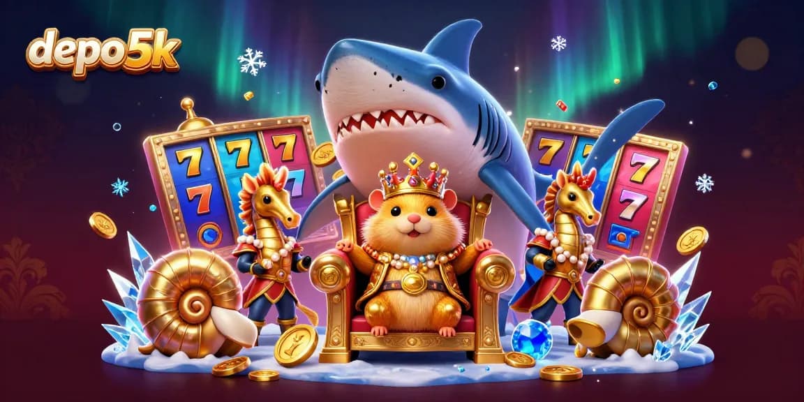 Engage with the exciting depo 5k casino scene featuring the golden hamster king amid thrilling slot reels.