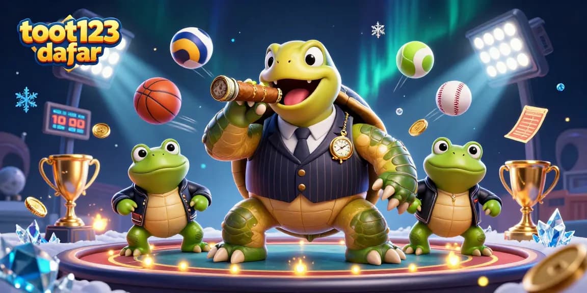 Engage in exciting betting action with toot123 daftar, featuring a lively casino scene and unique characters.