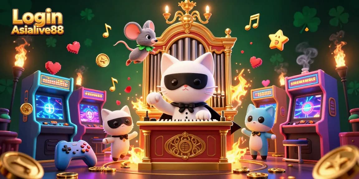 Login Asialive88 reveals a vibrant casino scene with unique characters and gaming elements.