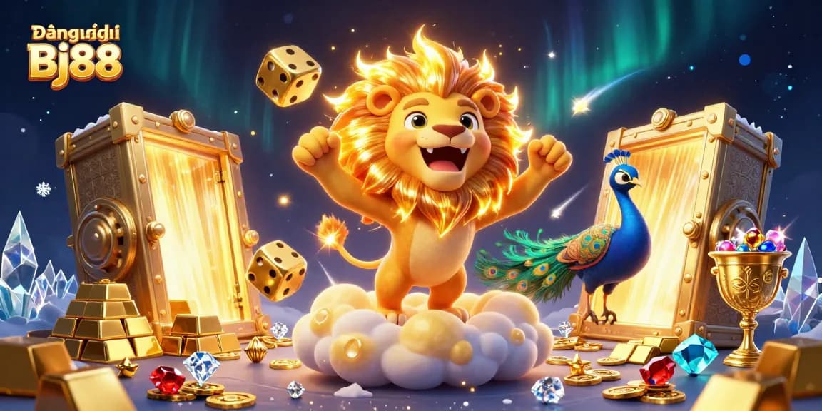 Experience the excitement of Đăng ký Bj88 with vibrant casino elements and a striking 3D scene!