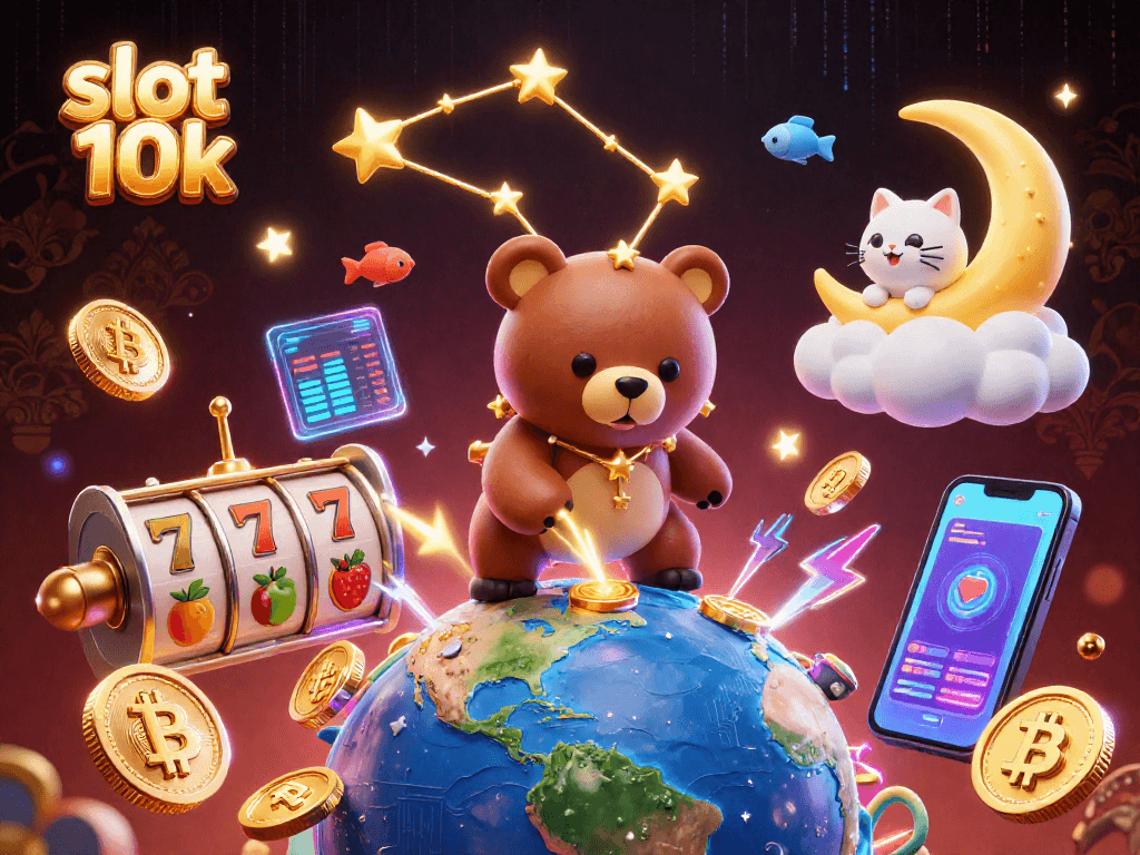Experience the thrill of slot 10k with vibrant 3D characters and dynamic casino elements.