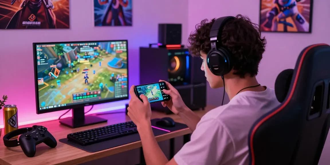 Enjoying 918kiss apk download on a smartphone in a vibrant gaming setup.