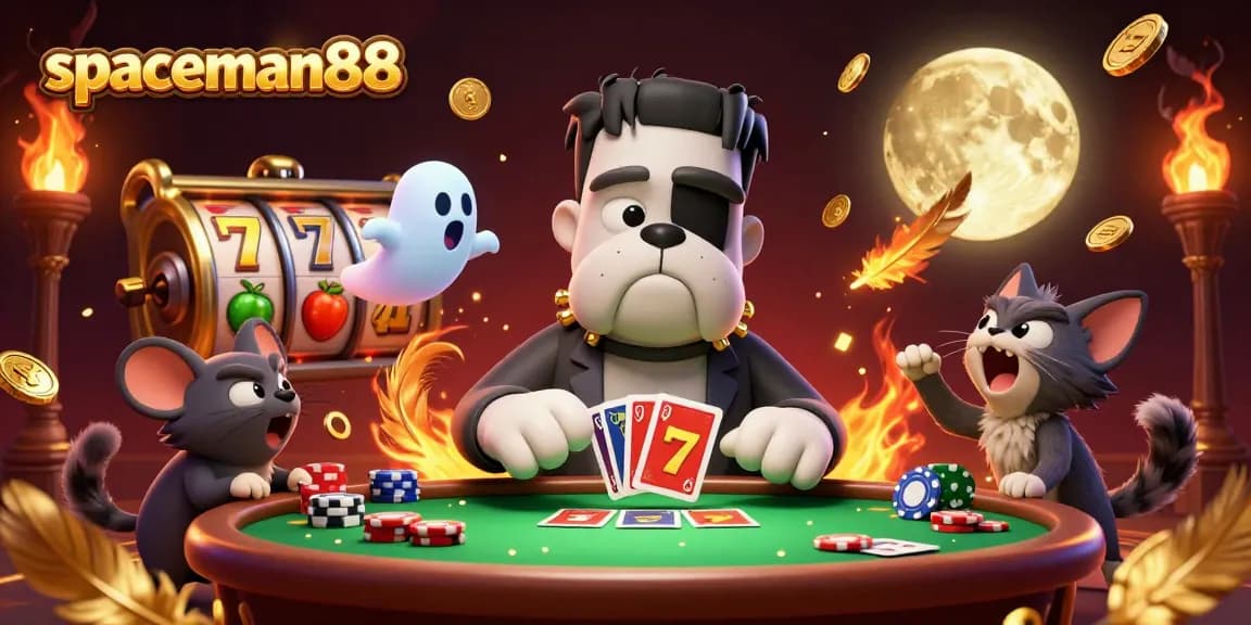 Experience thrill with spaceman88 as animated characters engage in an exciting casino scene with vibrant elements.