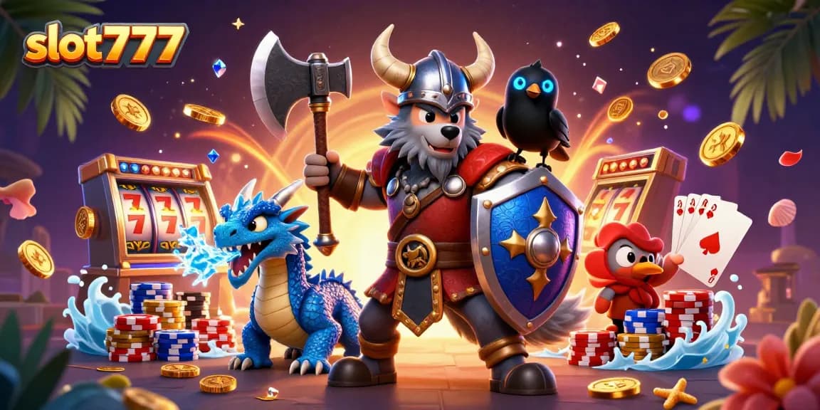 Experience thrilling wins at slot777 with vibrant characters and captivating casino game elements.