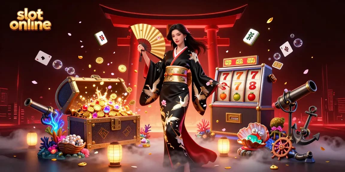 Engage with slot online visuals featuring a stunning Asian woman in a gaming atmosphere.