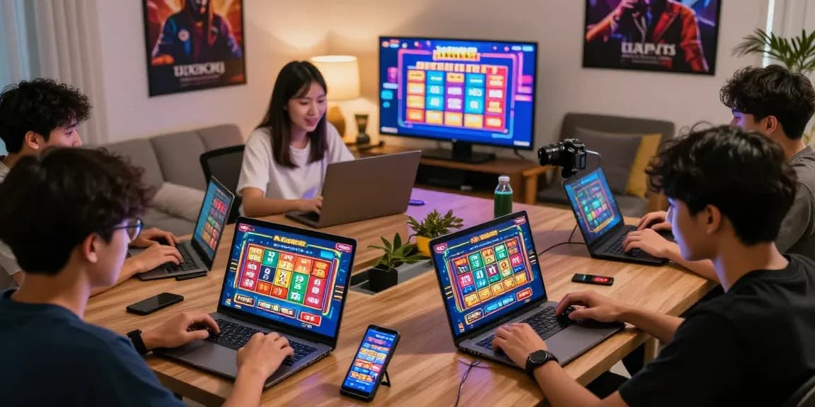 Engaged players enjoying lottery and slot games on ngamenjitu platform, showcasing excitement and vibrant gaming atmosphere.