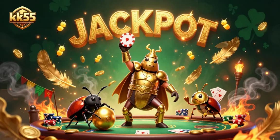 Experience thrill and excitement with kk55's poker action in a vibrant 3D casino scene.
