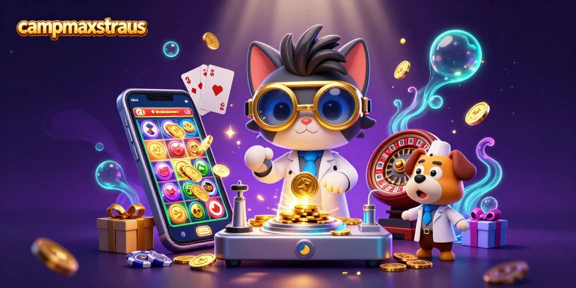 Permainan slot online menarik di campmaxstraus dengan kucing ilmuwan dan anjing asisten.