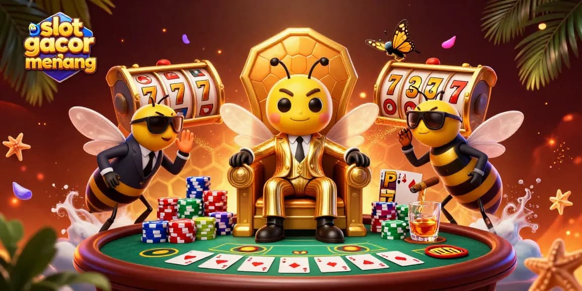 Engage with slot gacor gampang menang through dynamic scenes with cartoon characters and casino elements.