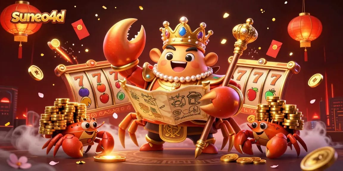 Experience thrilling gameplay with suneo4d as the golden crab emperor reveals jackpot treasures amidst casino excitement.