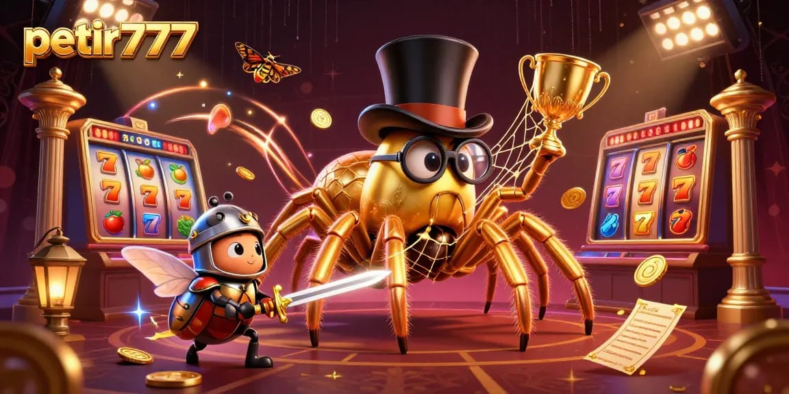 Experience the thrill of petir777 casino with golden tarantulas, beetle knights, and dynamic slot games.