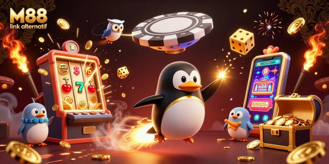Menangkan pengalaman taruhan dengan M88 tautan alternatif yang menghadirkan simbol jackpot menakjubkan dan keceriaan kasino.