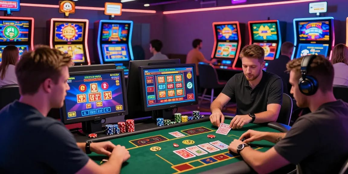 Engaging online casinos that accept credit cards in a vibrant virtual gaming atmosphere with diverse players.