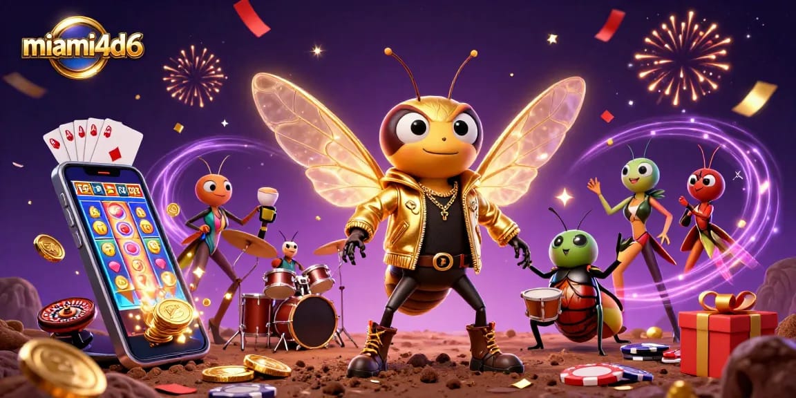 Engage with the miami4d6 thrilling slot experience featuring cartoon characters and vibrant casino elements.