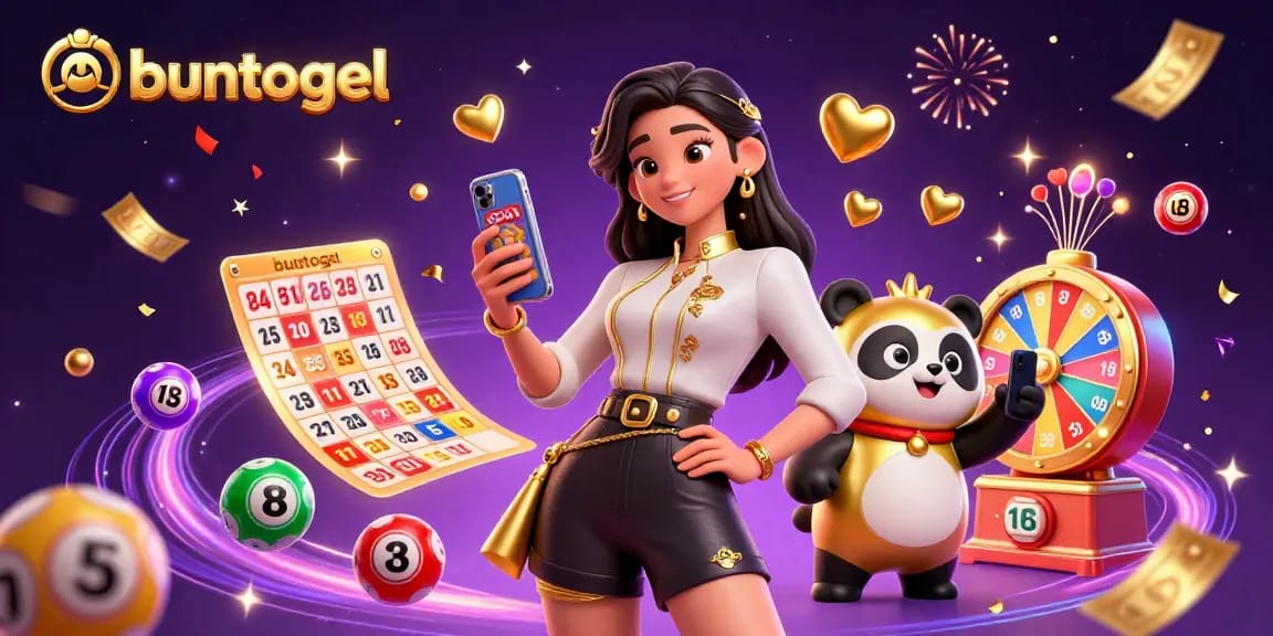 Experience the excitement of buntogel lottery with vibrant visuals and dynamic characters capturing winning moments.