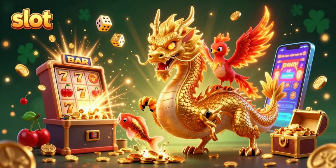 Slot menarik dengan jackpot melimpah dalam ilustrasi 3D cerah