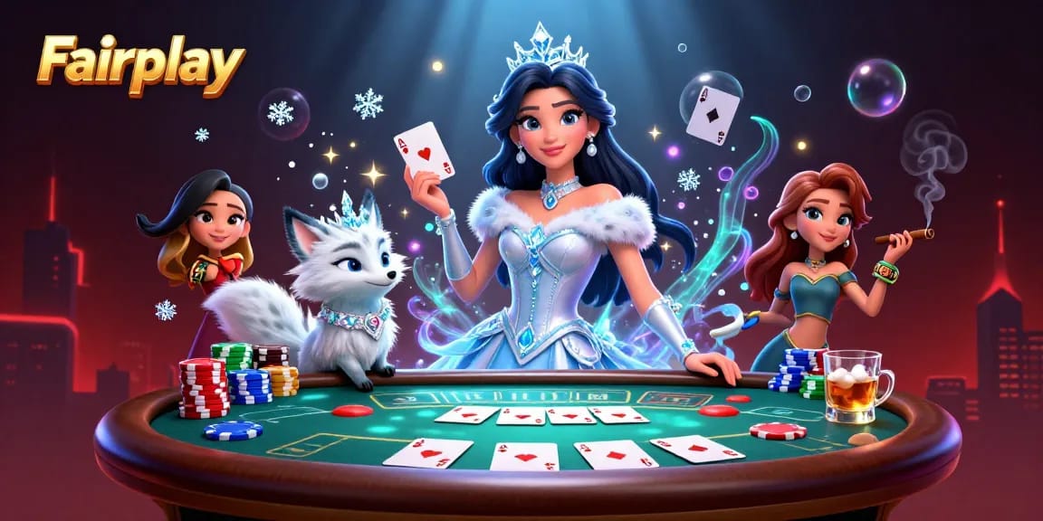 Engage in Fairplay casino action with a stunning 3D illustration featuring poker elements.