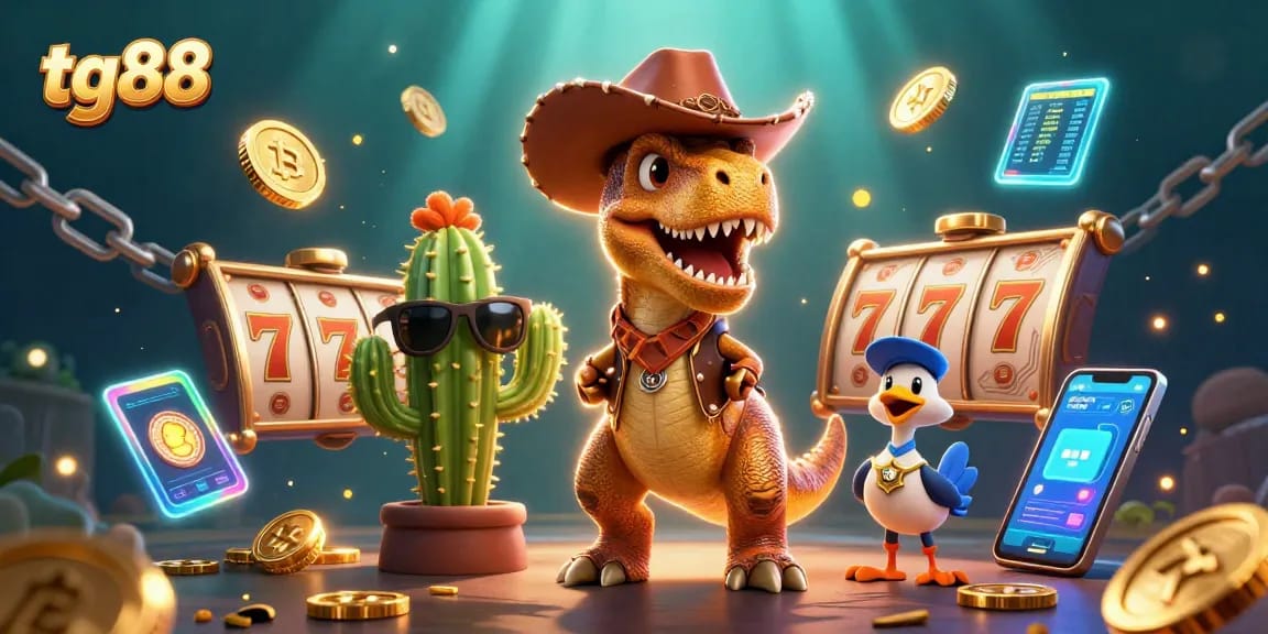 Catch winning jackpots at tg88 with interactive 3D casino characters in a vibrant scene.