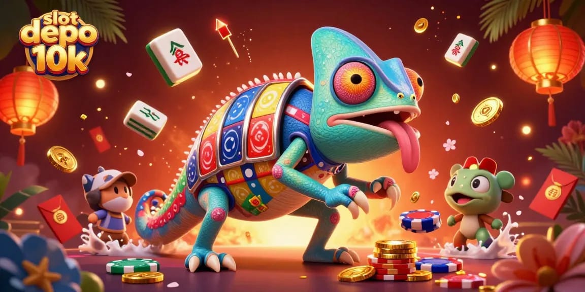 Menangkan slot depo 10k dengan chameleon kasino yang mengawasi peti jackpot.