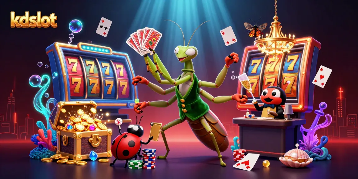 Experience winning at kdslot with a vibrant scene of animated characters and casino game elements.