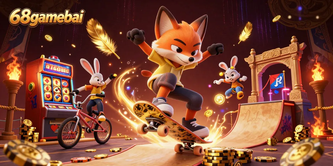 Experience 68gamebai with vibrant casino-themed action featuring cartoon characters and dynamic game elements.