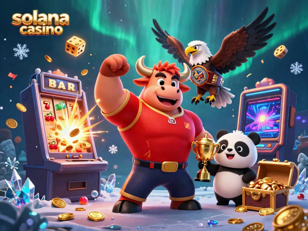Experience the excitement of the solana casino with a dynamic 3D illustration featuring our mascot heroes.