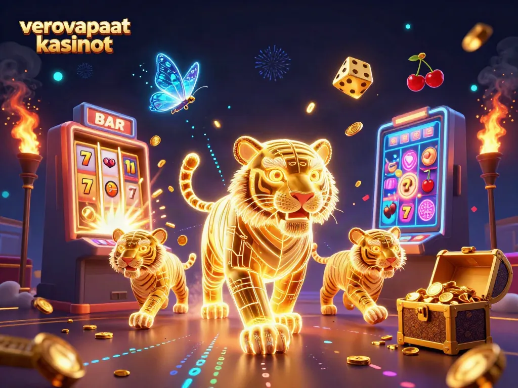 Verovapaat kasinot: Neon-kauris pyörii jännittävässä digitaalikasino-maailmassa, täynnä voittoja.