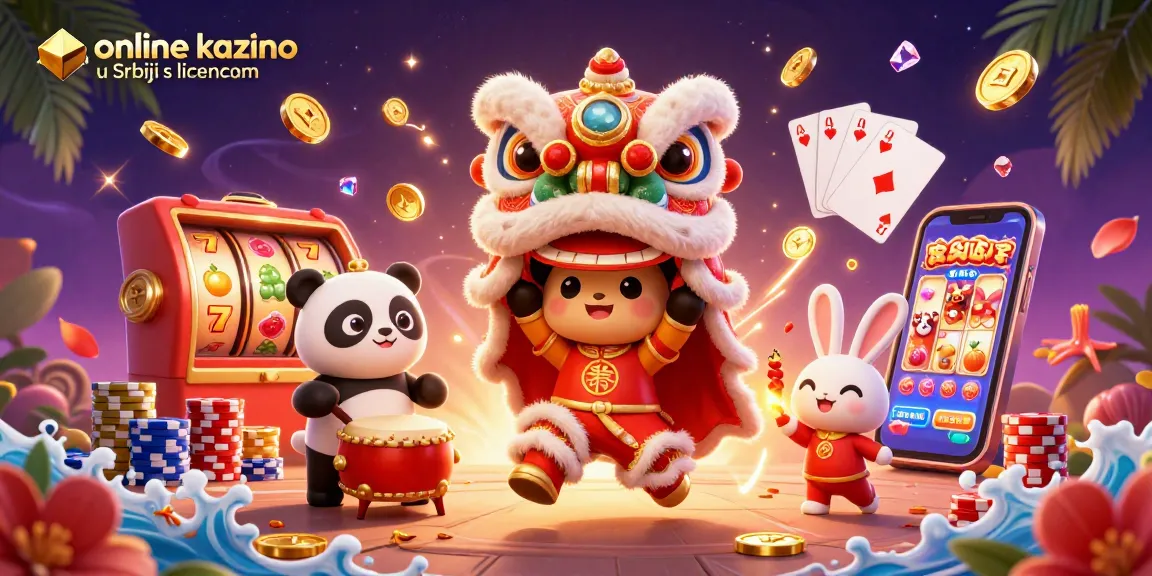 Cascade of golden coins and vibrant game elements surrounding an exciting scene of online kazino u Srbiji s licencom action.