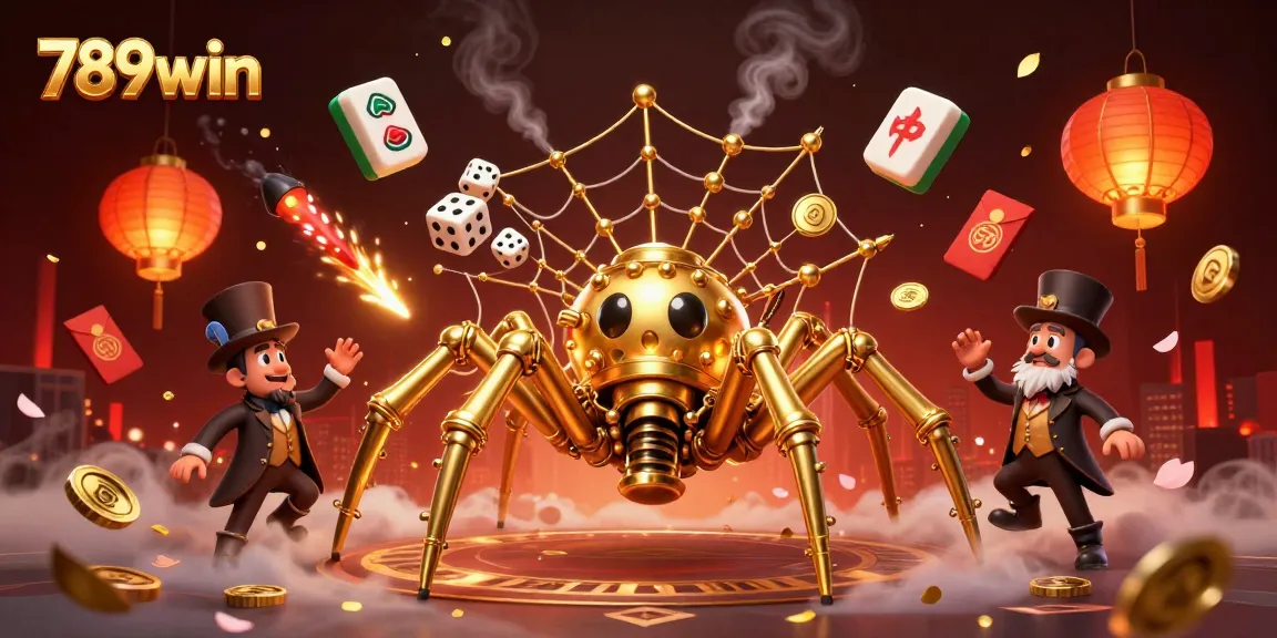 Experience thrilling wins at 789win with an intricate 3D casino illustration of playful characters.