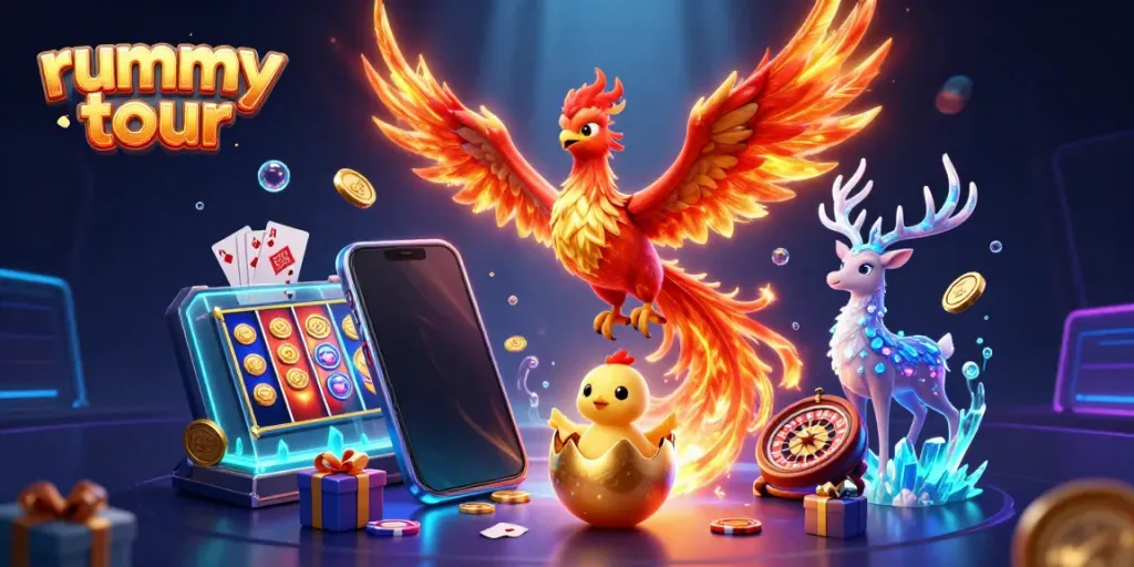Rummy tour menghadirkan suasana permainan kartu yang menarik dengan elemen kasino interaktif.