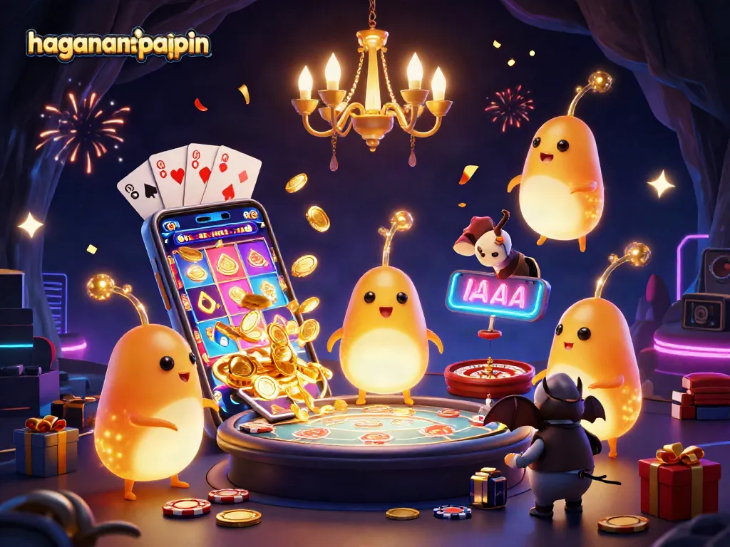 Experience the thrilling ambiance of haganandpappin's casino with vibrant glowworms and dynamic gaming elements.