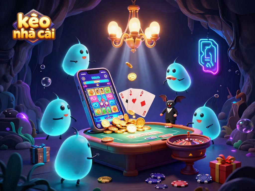 Experience exciting games at kèo nhà cái as glowing glowworms light a cave casino, featuring vibrant animations and engaging gameplay.
