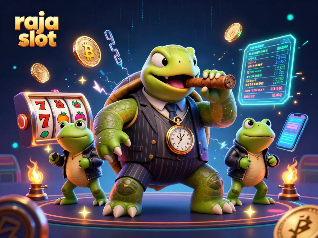 Menangkan hadiah di raja slot dengan simbol jackpot dan suasana kasino yang menarik.