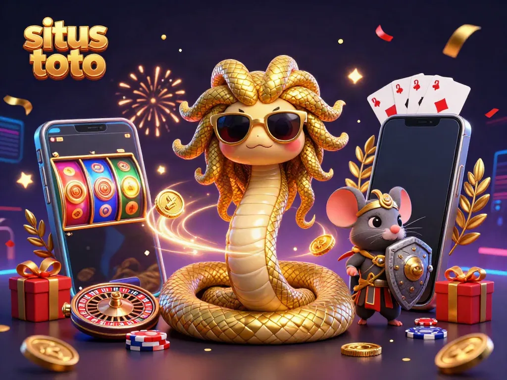 Experience exciting slots with situs toto in a vibrant 3D casino illustration full of action!